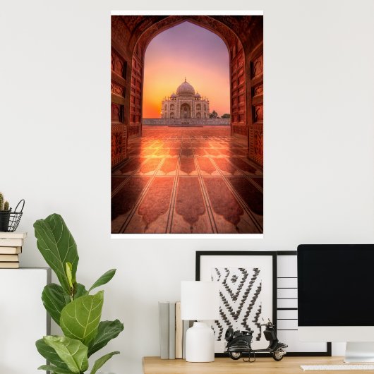 Monumenten Taj Mahal, India at Sunset Poster (Thuiskantoor)