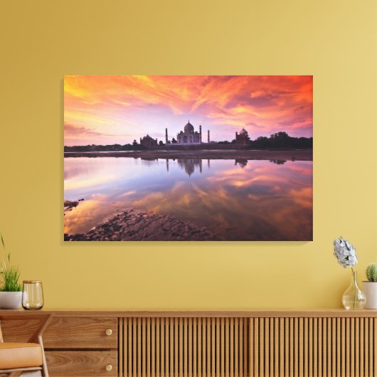 Monumenten | Taj Mahal Sunset Canvas Afdruk (Insitu (Woonkamer))