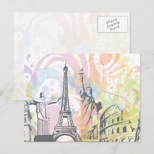 Monumenten van de wereld briefkaart (Voorkant / Achterkant)