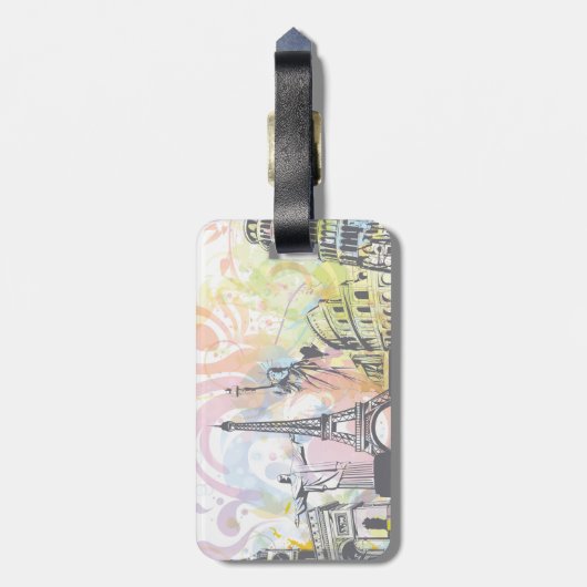 Monumenten van de wereld custom bagagelabel (Achterkant verticaal)