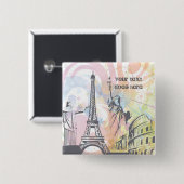 Monumenten van de wereld custom button (Voorkant /achterkant)