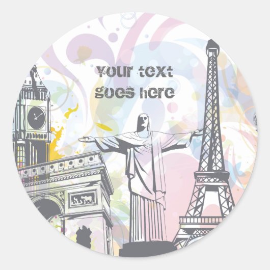 Monumenten van de wereld ronde sticker (Voorkant)