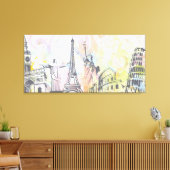 Monumenten van de wereld verpakt canvas print (Insitu (Woonkamer))