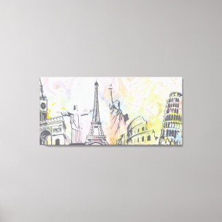 Monumenten van de wereld verpakt canvas print