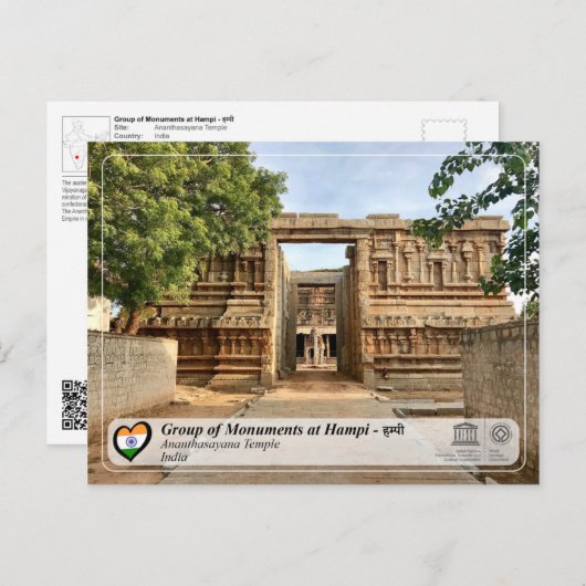 Monumentengroep te Hampi - Ananthasayana Temple Briefkaart (Voorkant / Achterkant)
