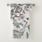 Monuments Map Old Paris 1878 Bath Towel Set Bad Handdoek (Insitu)