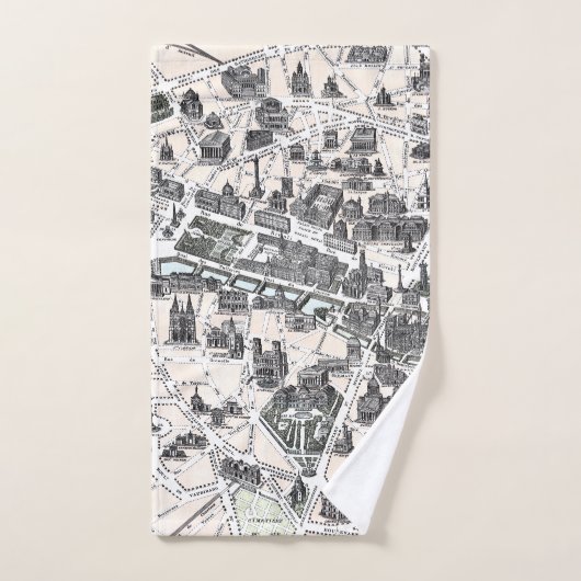 Monuments Map Old Paris 1878 Bath Towel Set Bad Handdoek (Handdoek)