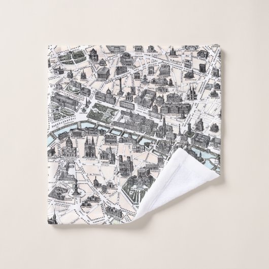 Monuments Map Old Paris 1878 Bath Towel Set Bad Handdoek (Wasdoekje)