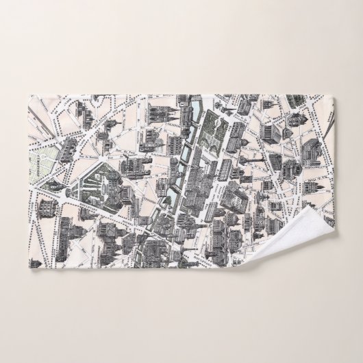 Monuments Map Old Paris 1878 Bath Towel Set Bad Handdoek (Handdoek)
