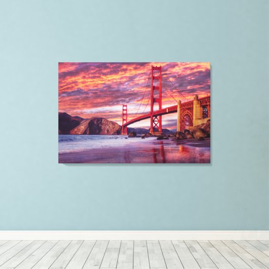 Monuments | The Golden Gate San Francisco, CA Canvas Afdruk (Insitu (Houten vloer))