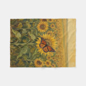Monumentvlinder en zonnebloemen fleece deken (Voorkant (Horizontaal))