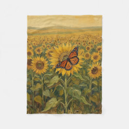 Monumentvlinder en zonnebloemen fleece deken