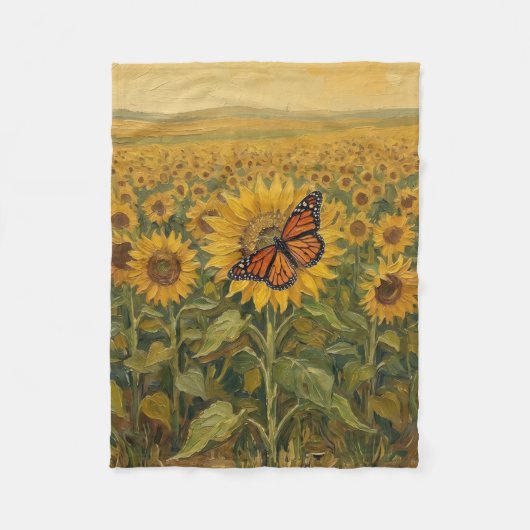 Monumentvlinder en zonnebloemen fleece deken (Voorkant)