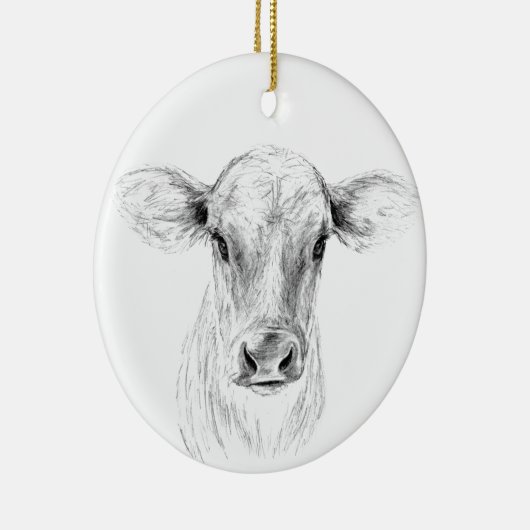 Moo A Young Jersey Cow Keramisch Ornament (Rechts)