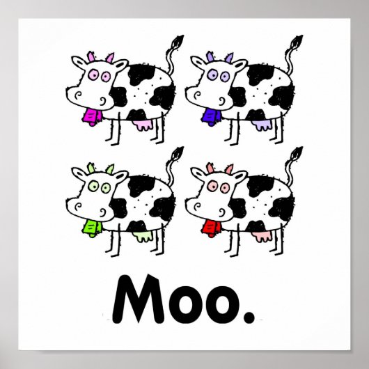 MOO. Afdrukken Koe bevestigen Poster (Voorkant)