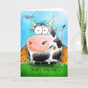 Moo betekent Happy Birthday Cartoon Koe Card Kaart