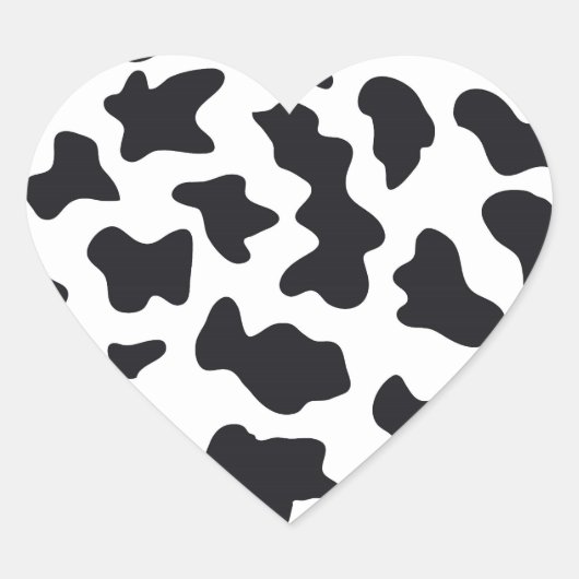 MOO Black en White Dairy Koe Pattern Print Giften Hart Sticker (Voorkant)