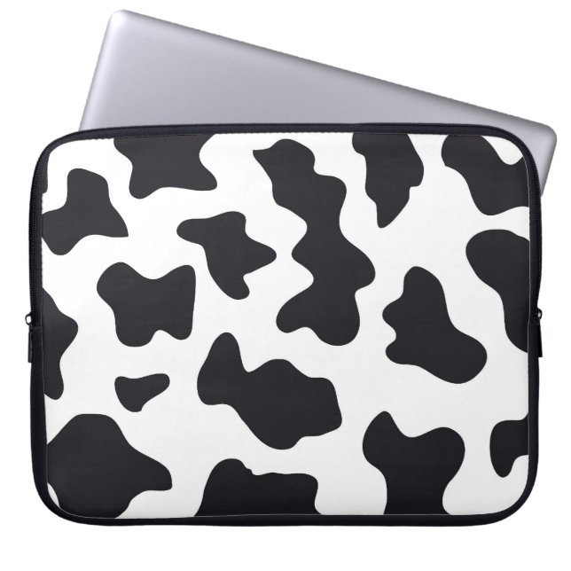 MOO Black en White Dairy Koe Pattern Print Giften Laptop Sleeve (Voorkant)