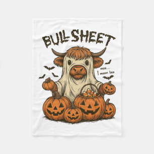 Moo... Boo Bullsheet Highland Koe Ghost Hal Fleece Deken