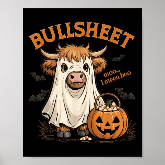 Moo... Boo Bullsheet Highland Koe Ghost Hal Poster (Voorkant)