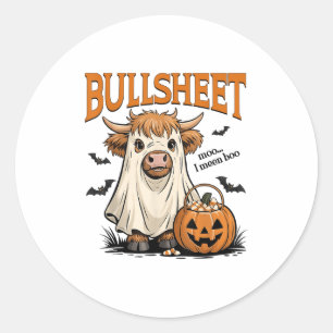 Moo... Boo Bullsheet Highland Koe Ghost Hal Ronde Sticker