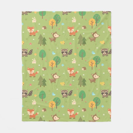 Moo Bos Dierenpatroon Groen Fleece Deken (Voorkant)