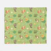 Moo Bos Dierenpatroon Groen Fleece Deken (Voorkant (Horizontaal))