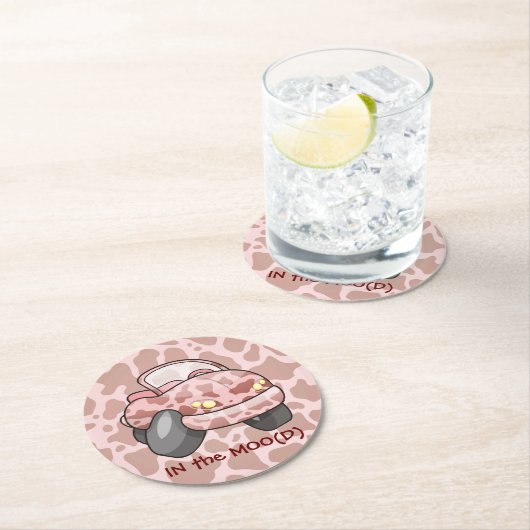 Moo Car Ronde Kartonnen Onderzetter (Insitu)