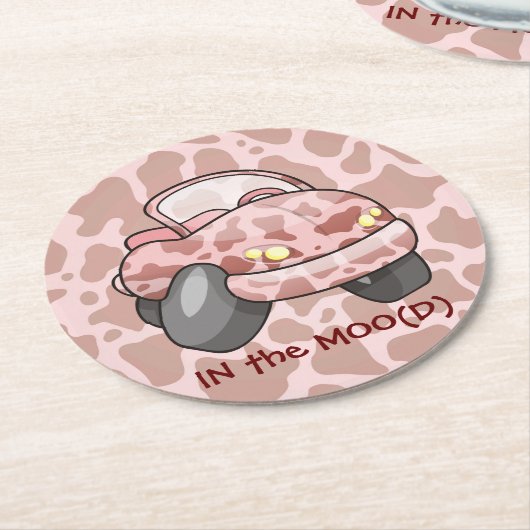 Moo Car Ronde Kartonnen Onderzetter (Gebogen)