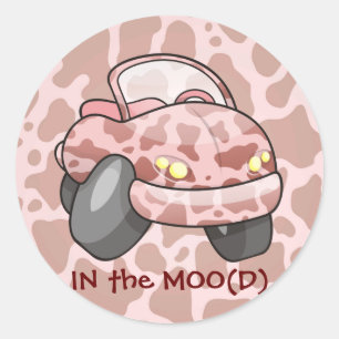Moo Car Ronde Sticker