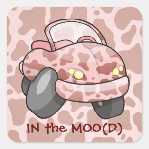 Moo Car Vierkante Sticker