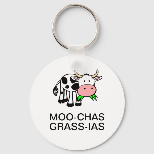 Moo-chas Grass-ias (Muchas Gracias) Ronde Sleutelh Sleutelhanger (Voorkant)