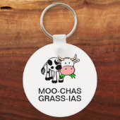 Moo-chas Grass-ias (Muchas Gracias) Ronde Sleutelh Sleutelhanger (Voorkant)