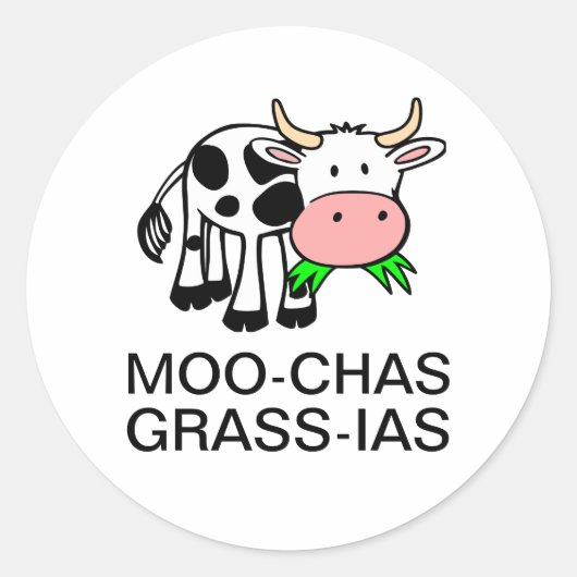 Moo-chas Grass-ias (Muchas Gracias) Sticker (Voorkant)