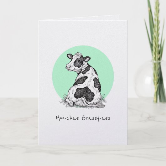 Moo-chas Grassy-ass punny thank you funny card Kaart (Voorkant)