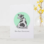 Moo-chas Grassy-ass punny thank you funny card Kaart (Gele Bloem)