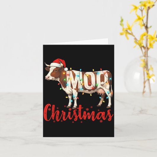 Moo Christmas Funny Cow Lovers Cattle Famer Farmin Kaart (Gele Bloem)
