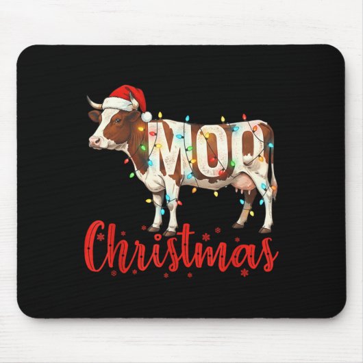 Moo Christmas Funny Cow Lovers Cattle Famer Farmin Muismat (Voorkant)