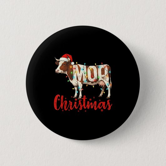 Moo Christmas Funny Cow Lovers Cattle Famer Farmin Ronde Button 5,7 Cm (Voorkant)