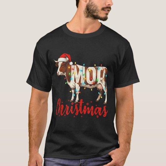 Moo Christmas Funny Cow Lovers Cattle Famer Farmin T-shirt (Voorkant)
