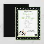 Moo Cow Black White Green Baby shower Invitation Uitnodiging Briefkaart (Voorkant / Achterkant)