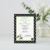 Moo Cow Black White Green Baby shower Invitation Uitnodiging Briefkaart (Staand voorkant)