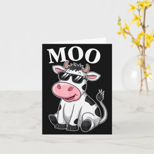 Moo Cow - Funny Farmer Cow For Men Women Kids Boys Kaart (Gele Bloem)