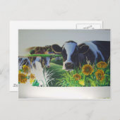 Moo Cow met SunFlowers Briefkaart (Voorkant / Achterkant)