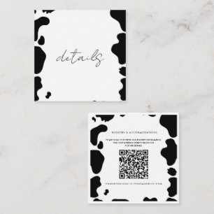 Moo Cow Vlekken Print Zwart & Wit Trouw Details Vierkante Visitekaartje
