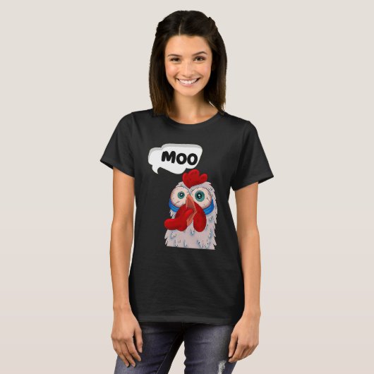 MOO CowChicken Chicken says Moo Cow Sound MOO T-shirt (Voorkant volledig)