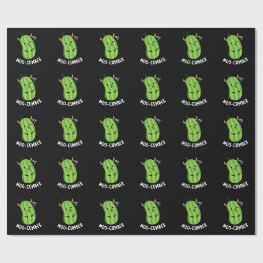 Moo-cumber Funny Veggie Cucumber Pun Dark BG Cadeaupapier (Vlak)