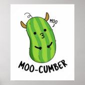 Moo-cumber Funny Veggie Cucumber Pun Poster (Voorkant)