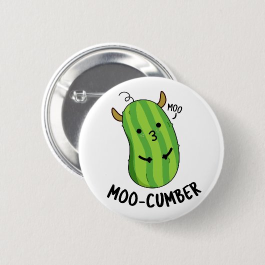 Moo-cumber Funny Veggie Cucumber Pun Ronde Button 5,7 Cm (Voorkant /achterkant)