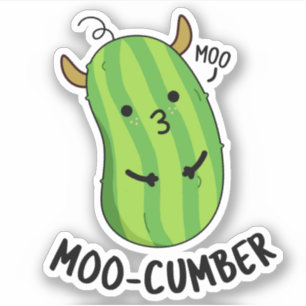 Moo-cumber Funny Veggie Cucumber Pun Sticker